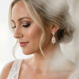 Jade Rose Gold Bridal Drop Earrings