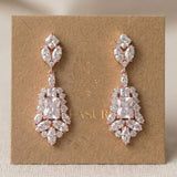 Jade Rose Gold Bridal Drop Earrings - Treasures by Agnes