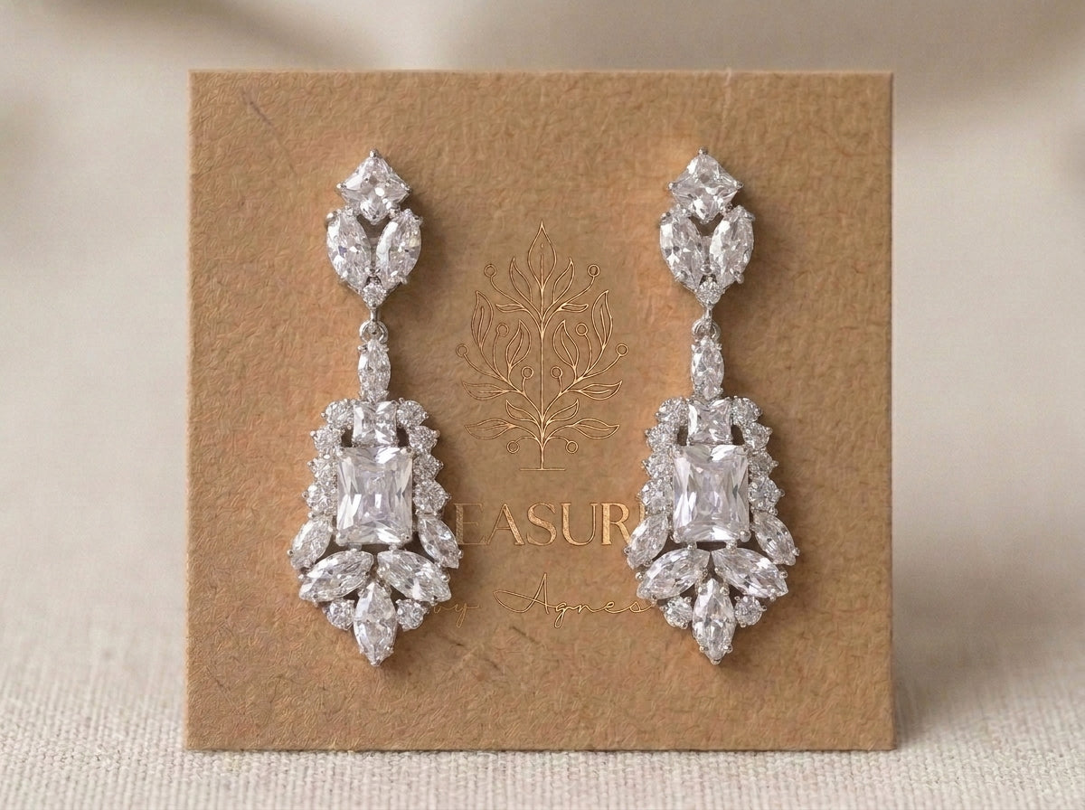 Jade Rose Gold Bridal Drop Earrings