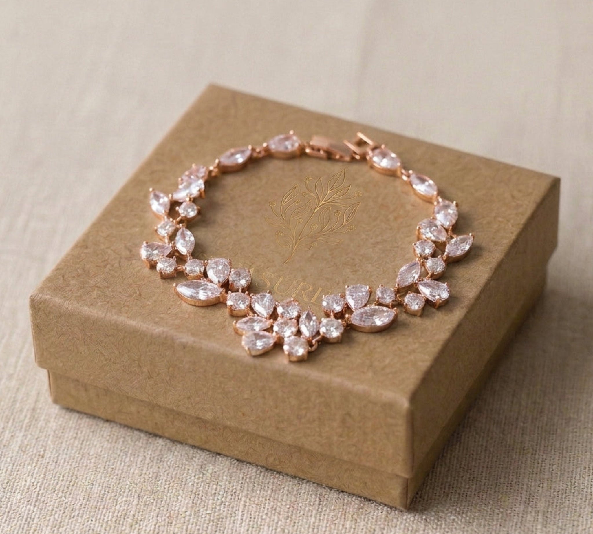 Jamie Rose Gold CZ Bridal Bracelet - Treasures by Agnes