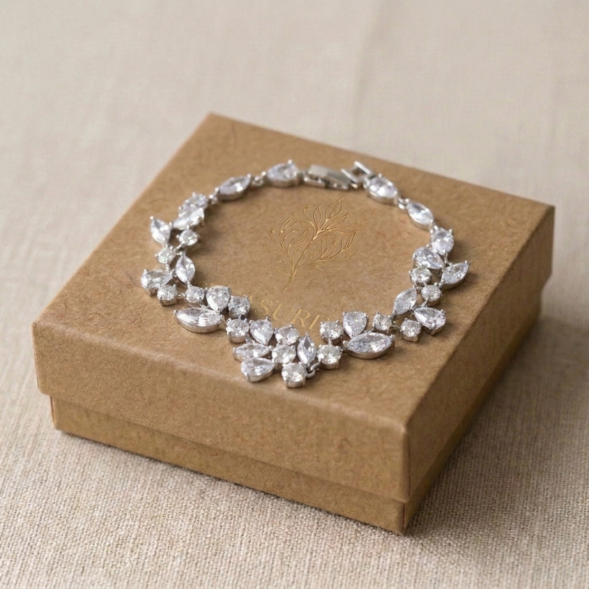 Jamie Rose Gold CZ Bridal Bracelet - Treasures by Agnes