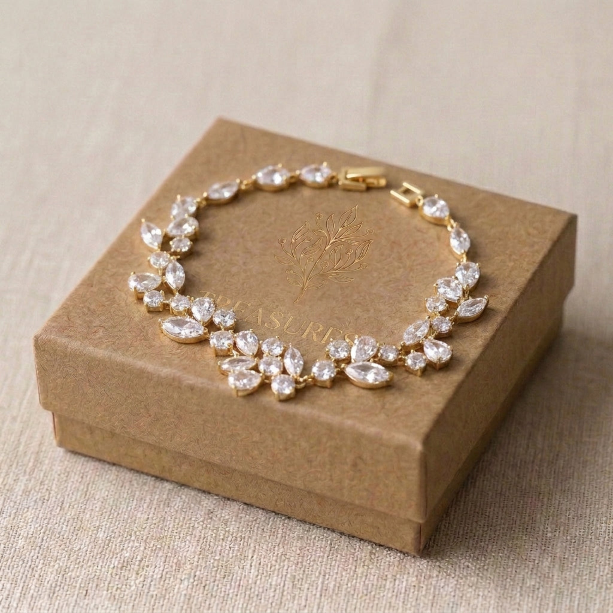 Jamie Rose Gold CZ Bridal Bracelet - Treasures by Agnes