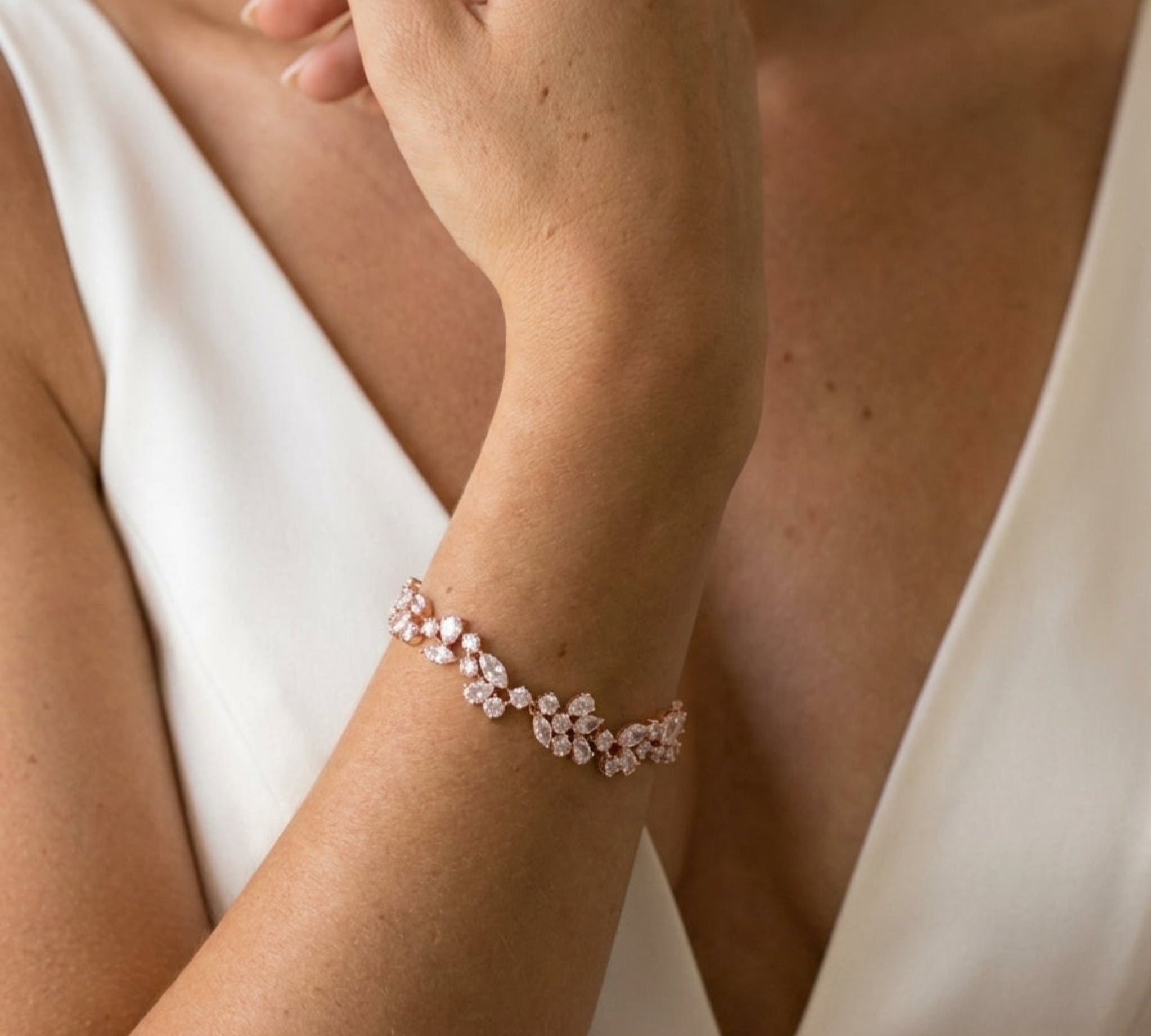 Jamie Rose Gold CZ Bridal Bracelet - Treasures by Agnes