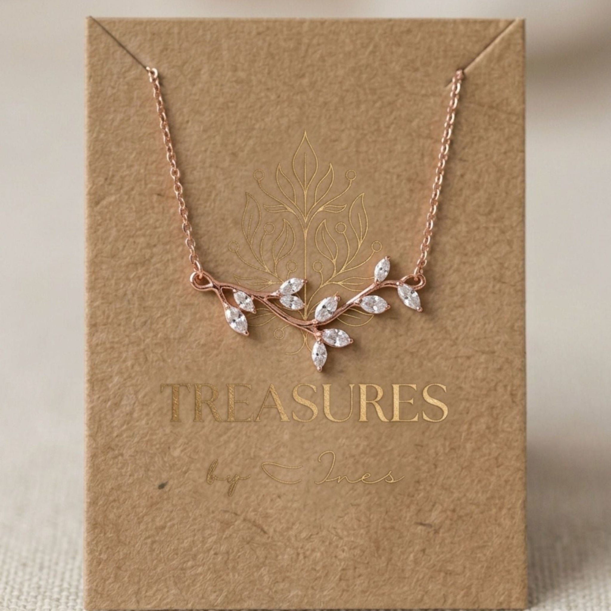 Joy Dainty Rose Gold Swarovski Crystal Bridal Necklace - Treasures by Agnes