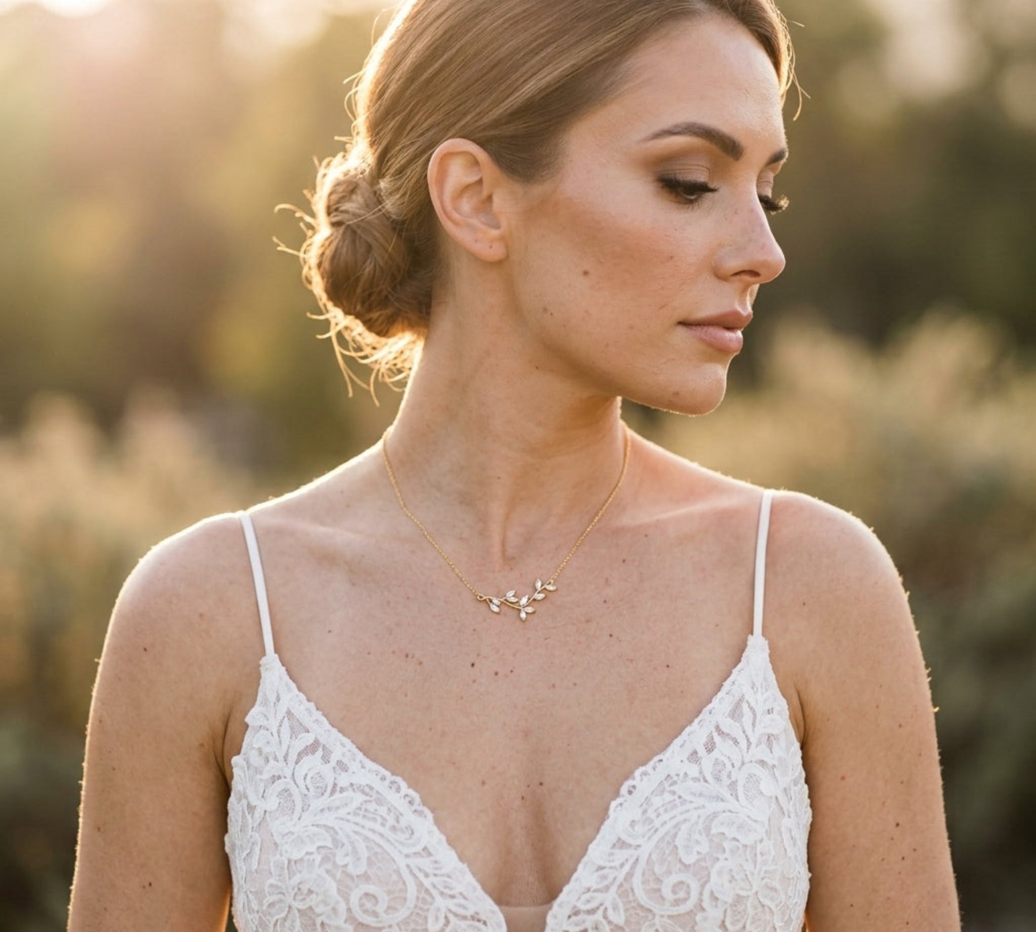 Joy Dainty Rose Gold Swarovski Crystal Bridal Necklace - Treasures by Agnes