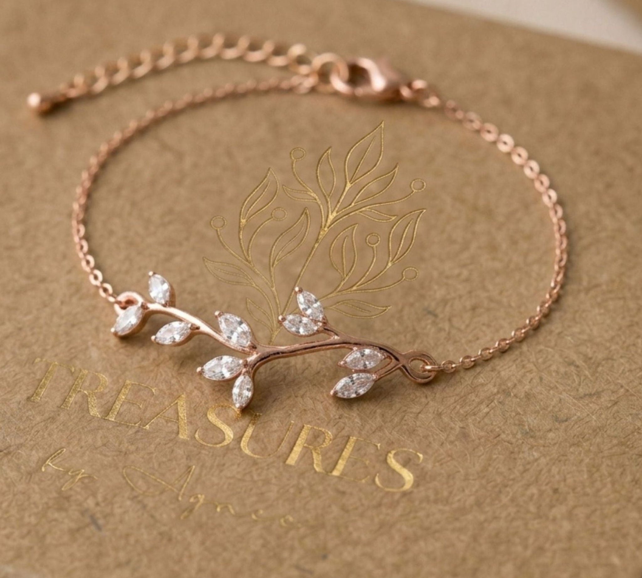 Joy Rose Gold Swarovski Crystal Bridal Bracelet - Treasures by Agnes