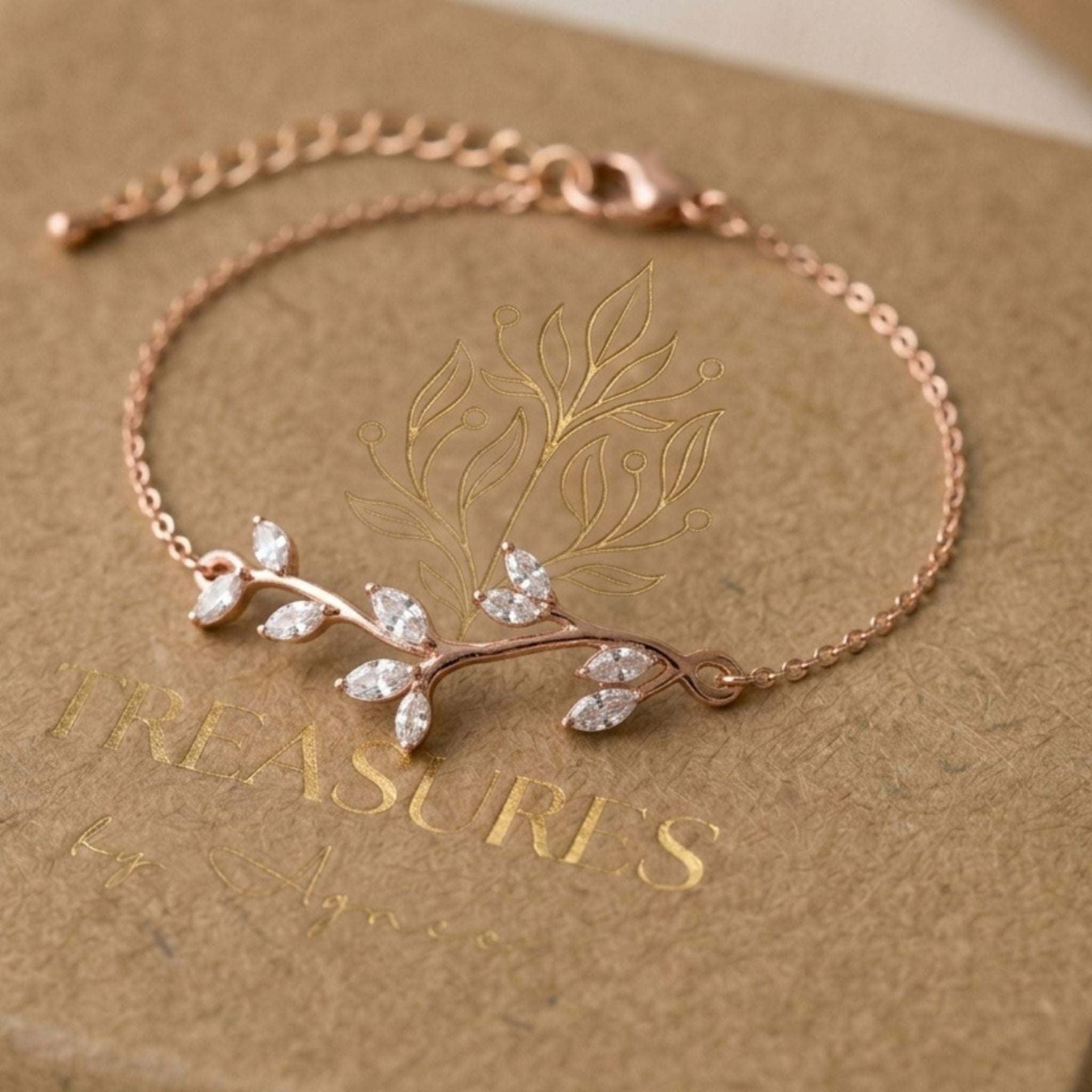 Joy Rose Gold Swarovski Crystal Bridal Bracelet - Treasures by Agnes