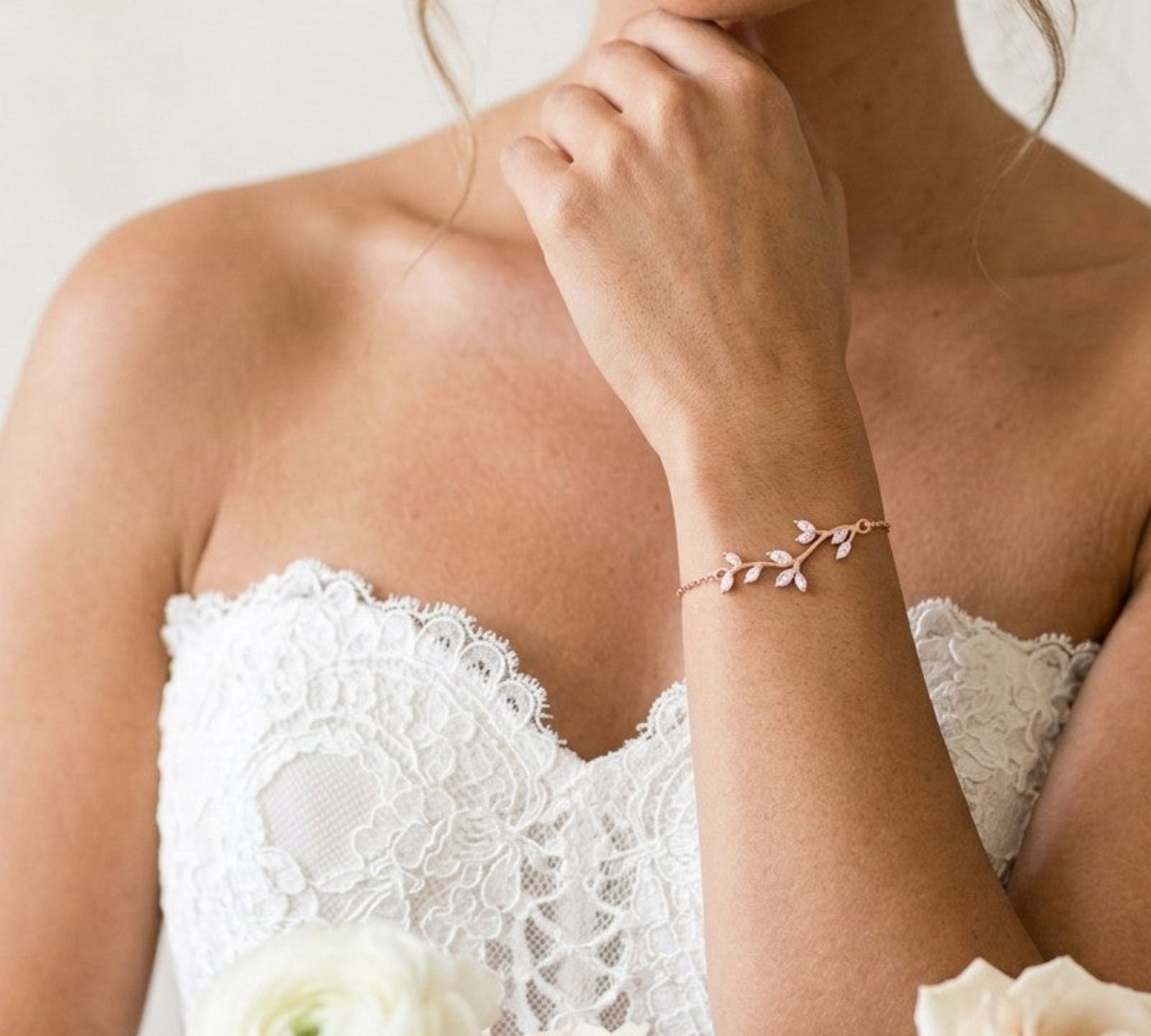 Joy Rose Gold Swarovski Crystal Bridal Bracelet - Treasures by Agnes