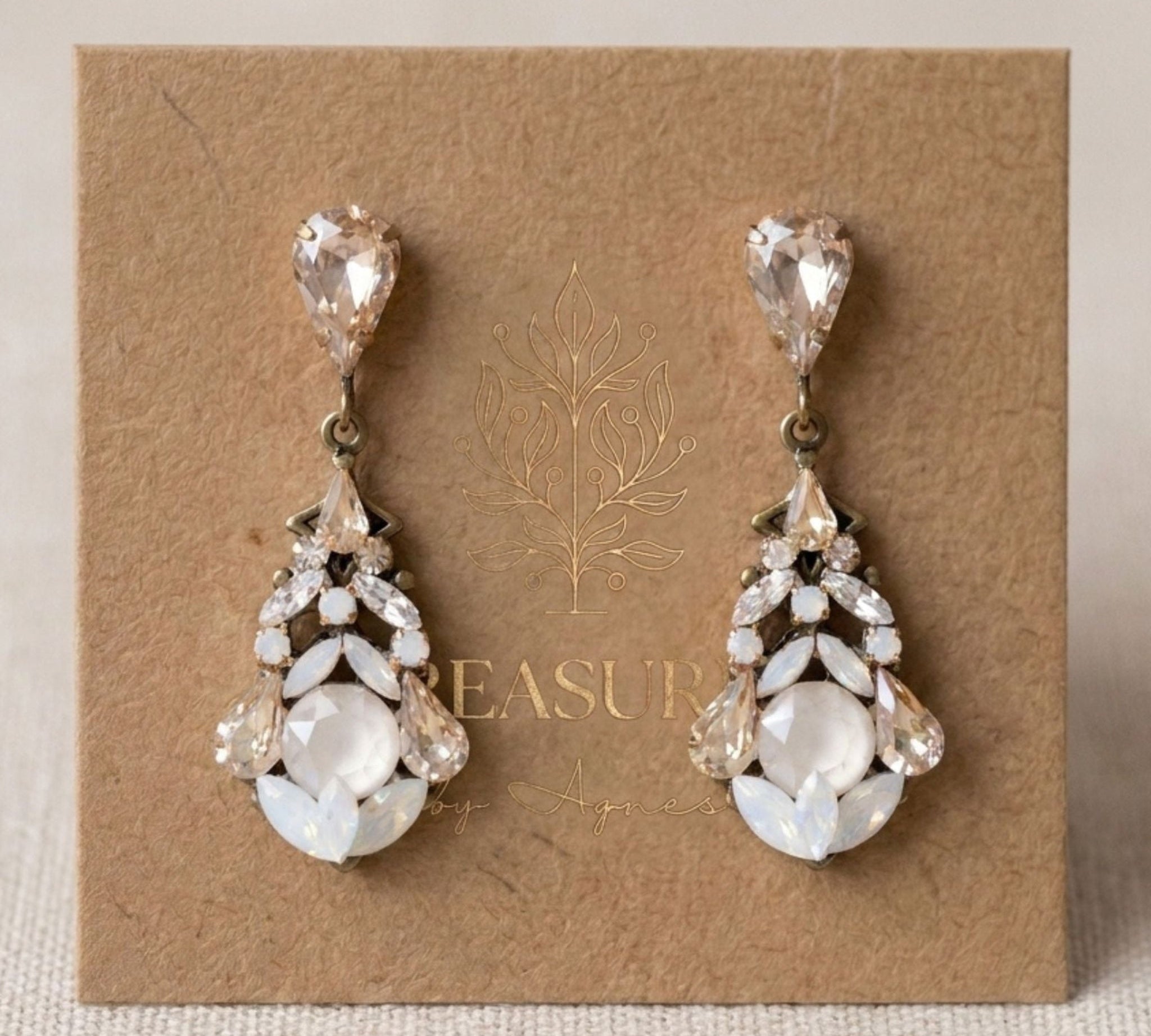 Kennedy Swarovski Crystal Bridal Earrings - Treasures by Agnes