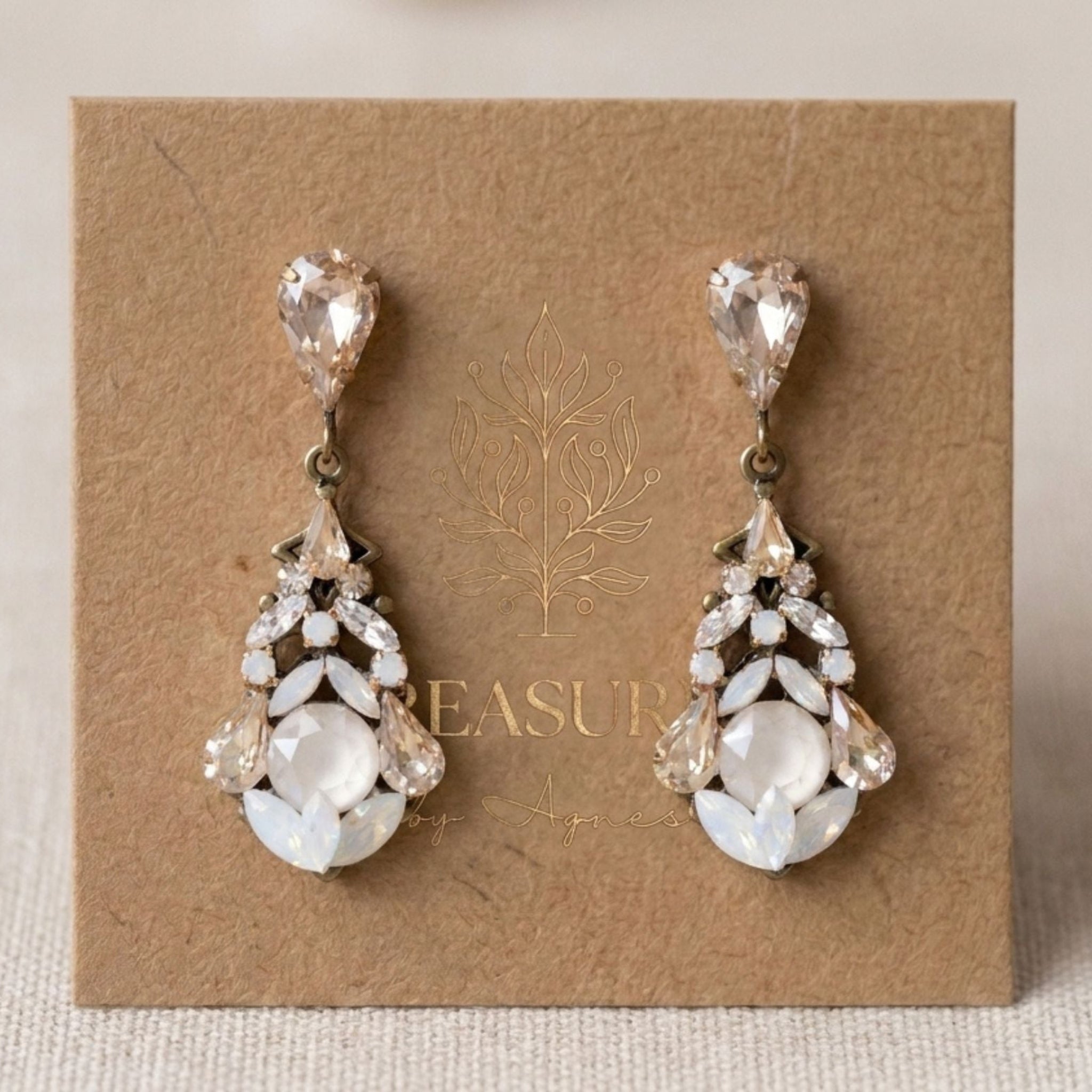 Kennedy Swarovski Crystal Bridal Earrings - Treasures by Agnes