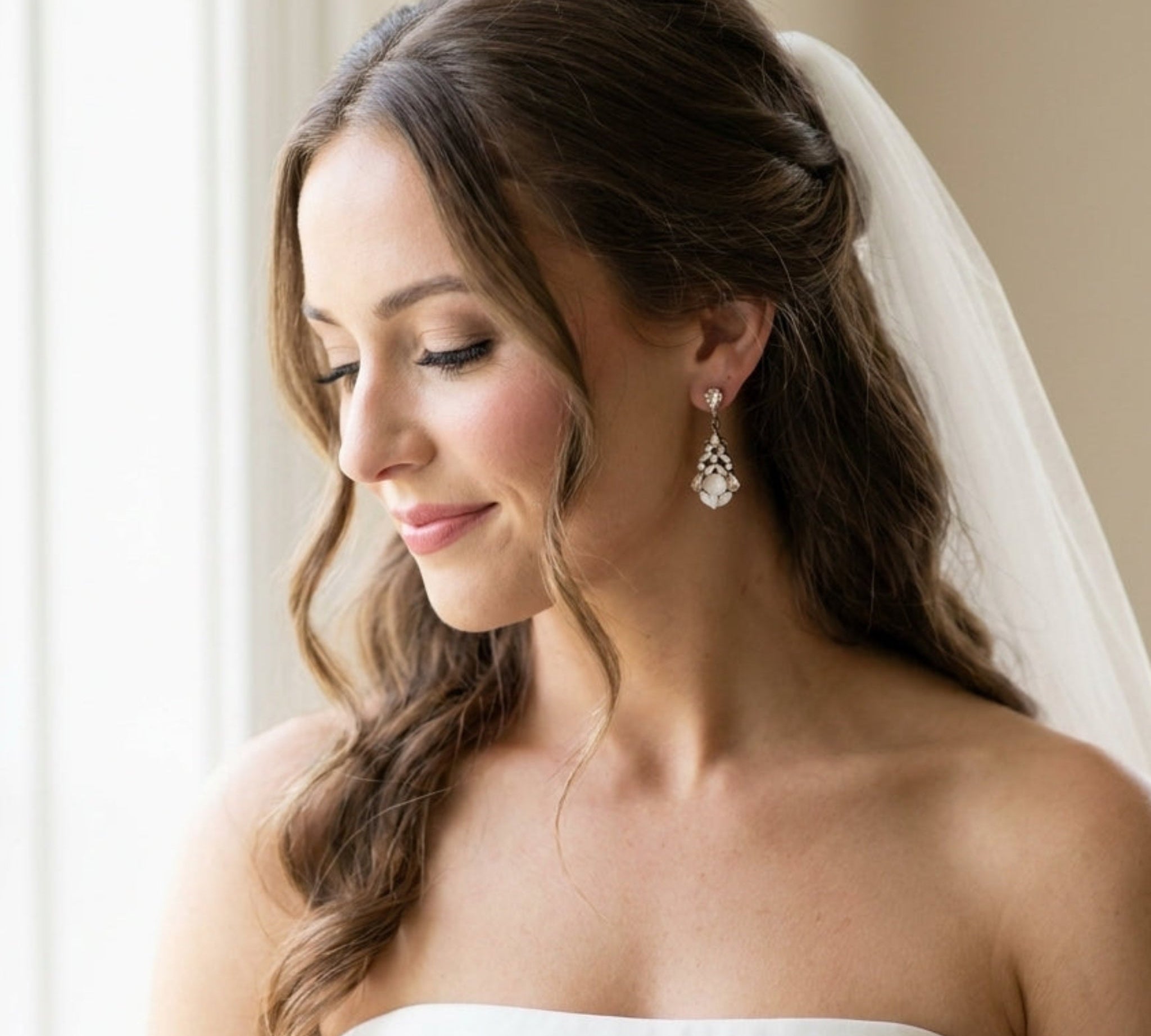 Kennedy Swarovski Crystal Bridal Earrings - Treasures by Agnes