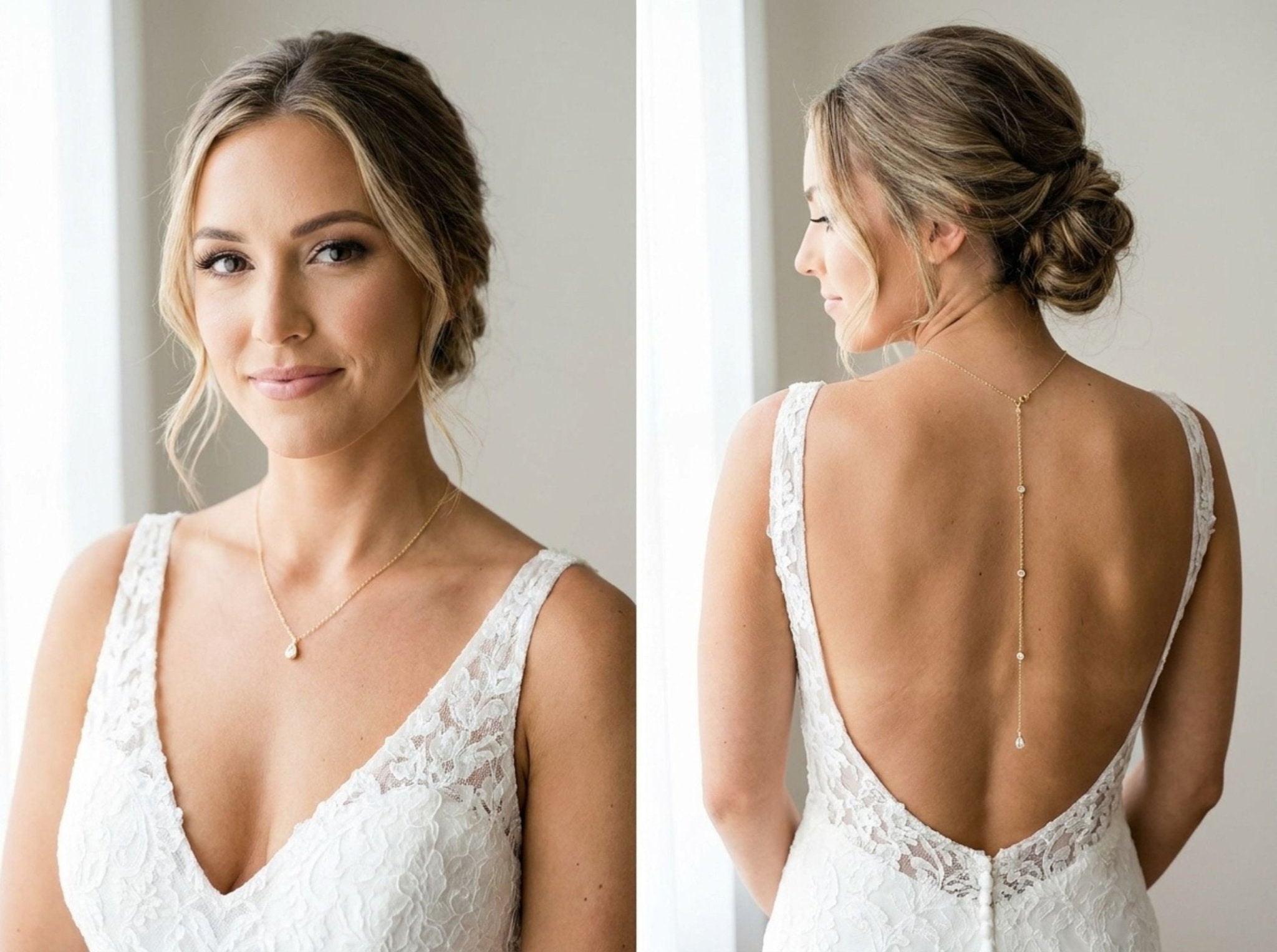 Khloe CZ Bridal Backdrop Necklace - Treasures by Agnes