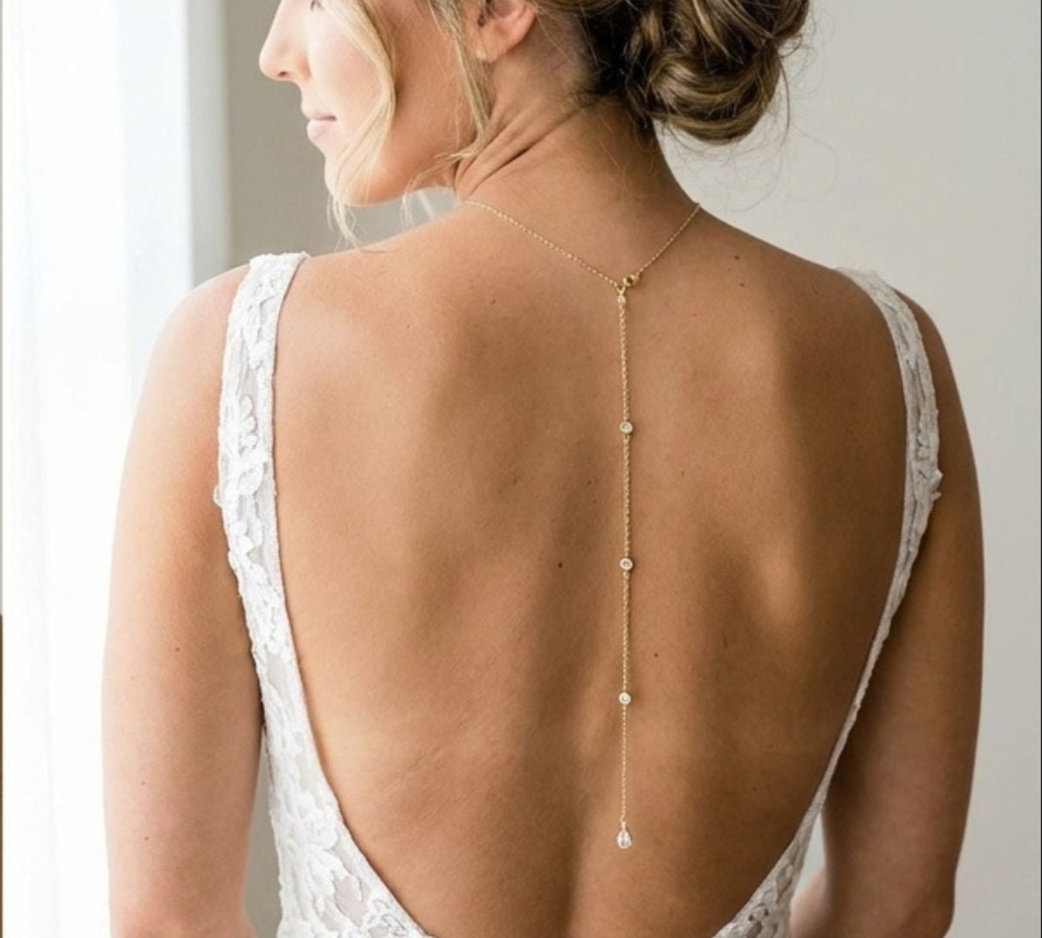 Khloe CZ Bridal Backdrop Necklace - Treasures by Agnes