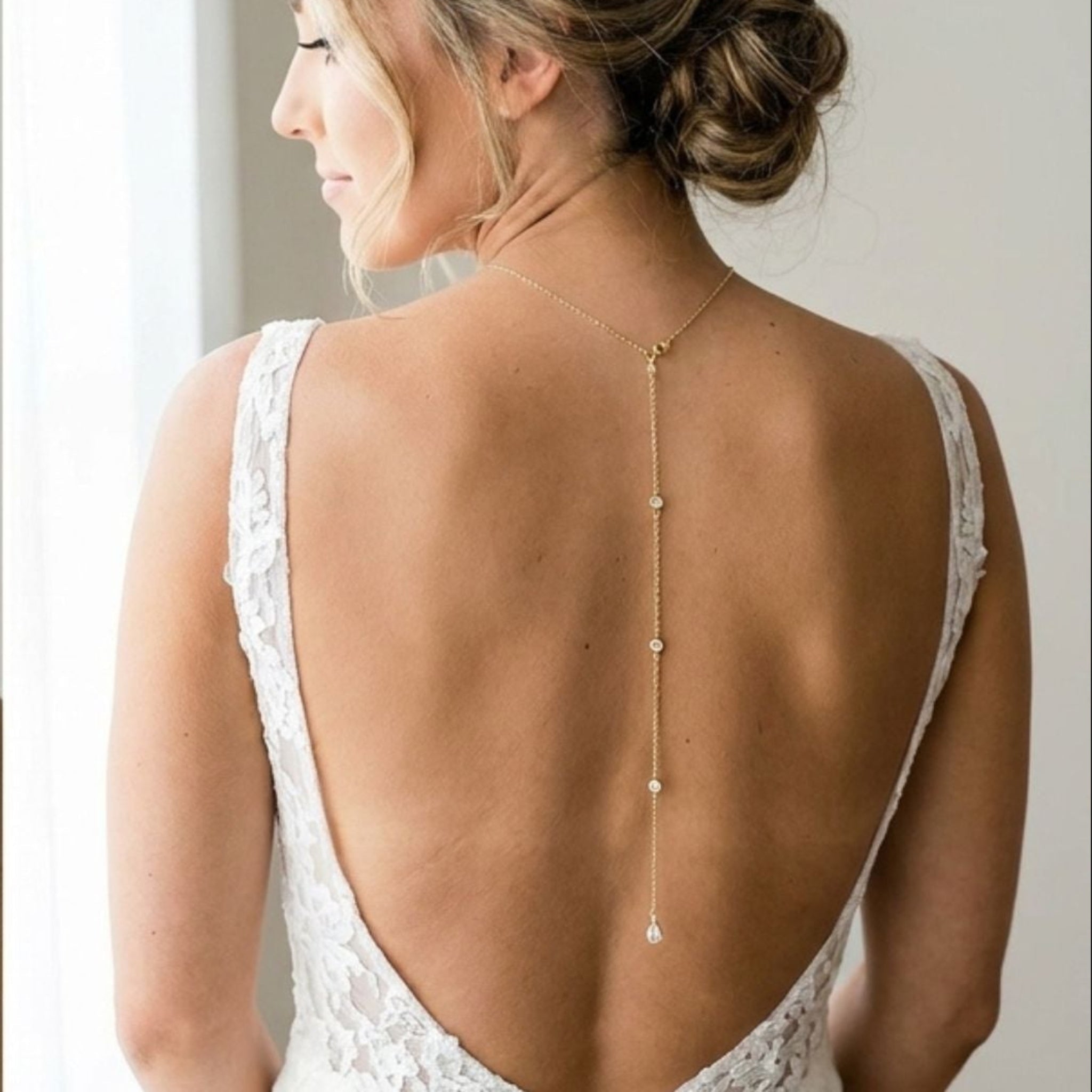 Khloe CZ Bridal Backdrop Necklace - Treasures by Agnes
