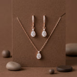 Khloe Necklace & Earrings Set – Rose Gold CZ Teardrop Bridal Jewelry Set - Treasures by Agnes