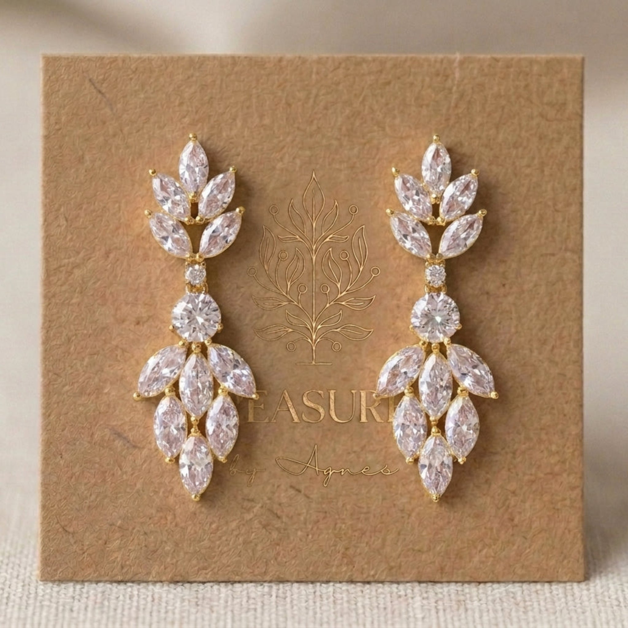 Kristen Dainty Rose Gold Bridal Earrings - Treasures by Agnes