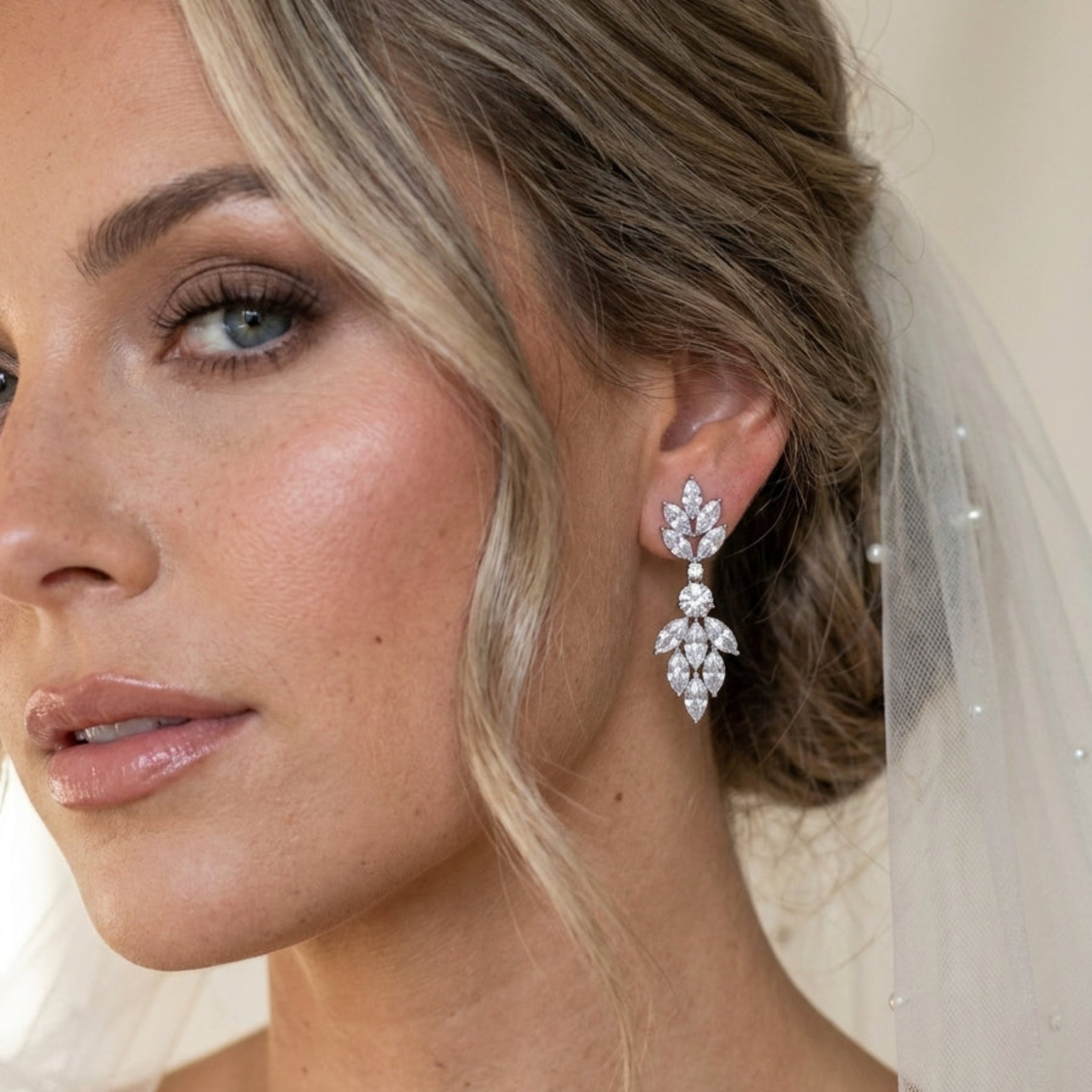 Kristen Dainty Rose Gold Bridal Earrings - Treasures by Agnes