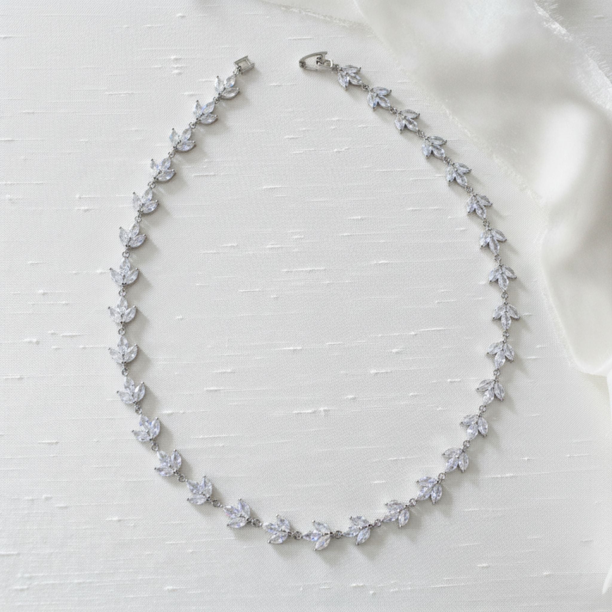 Lauren Bridal CZ Leaf Necklace - Treasures by Agnes
