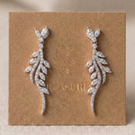Leah CZ Leaf Drop Bridal Earrings - Treasures by Agnes