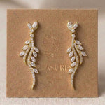 Leah CZ Leaf Drop Bridal Earrings - Treasures by Agnes