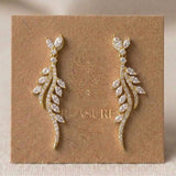 Leah CZ Leaf Drop Bridal Earrings - Treasures by Agnes