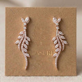 Leah CZ Leaf Drop Bridal Earrings - Treasures by Agnes
