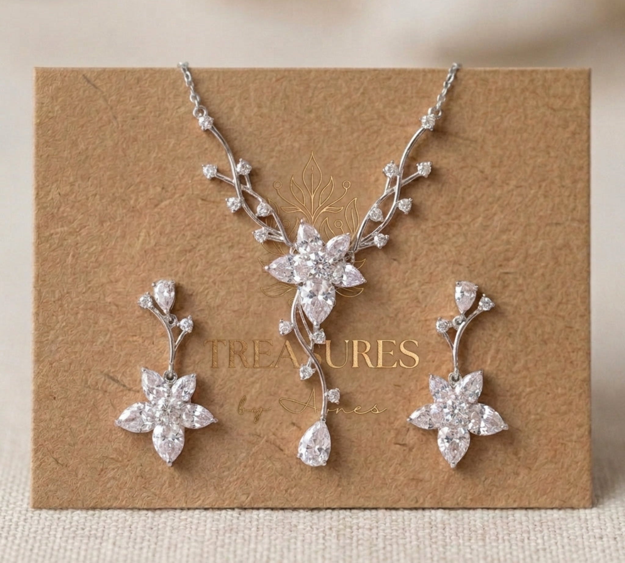 Lily Rose Gold CZ Bridal Jewelry Set - Treasures by Agnes