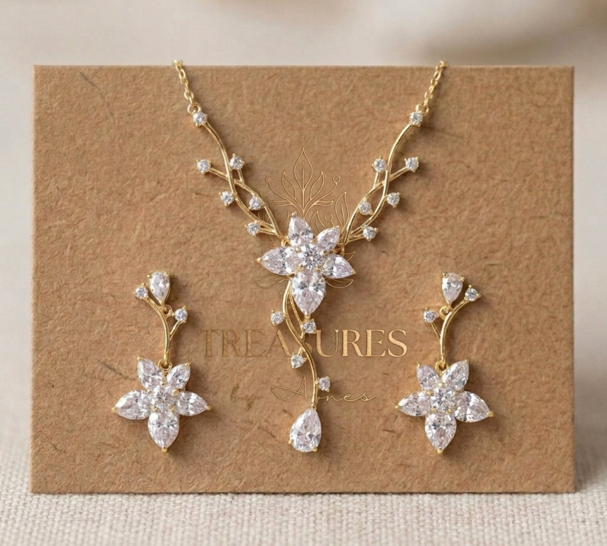 Lily Rose Gold CZ Bridal Jewelry Set - Treasures by Agnes
