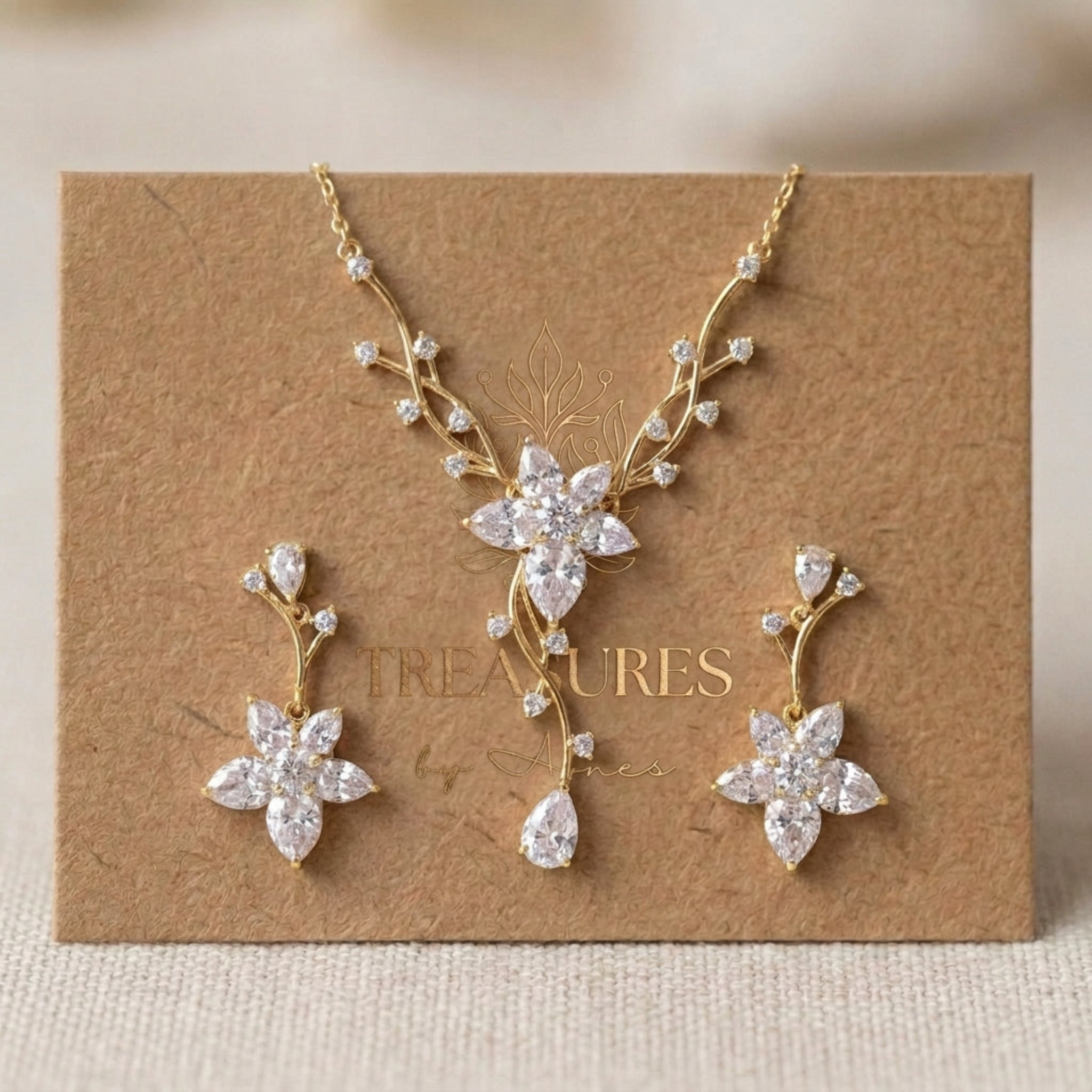 Lily Rose Gold CZ Bridal Jewelry Set - Treasures by Agnes
