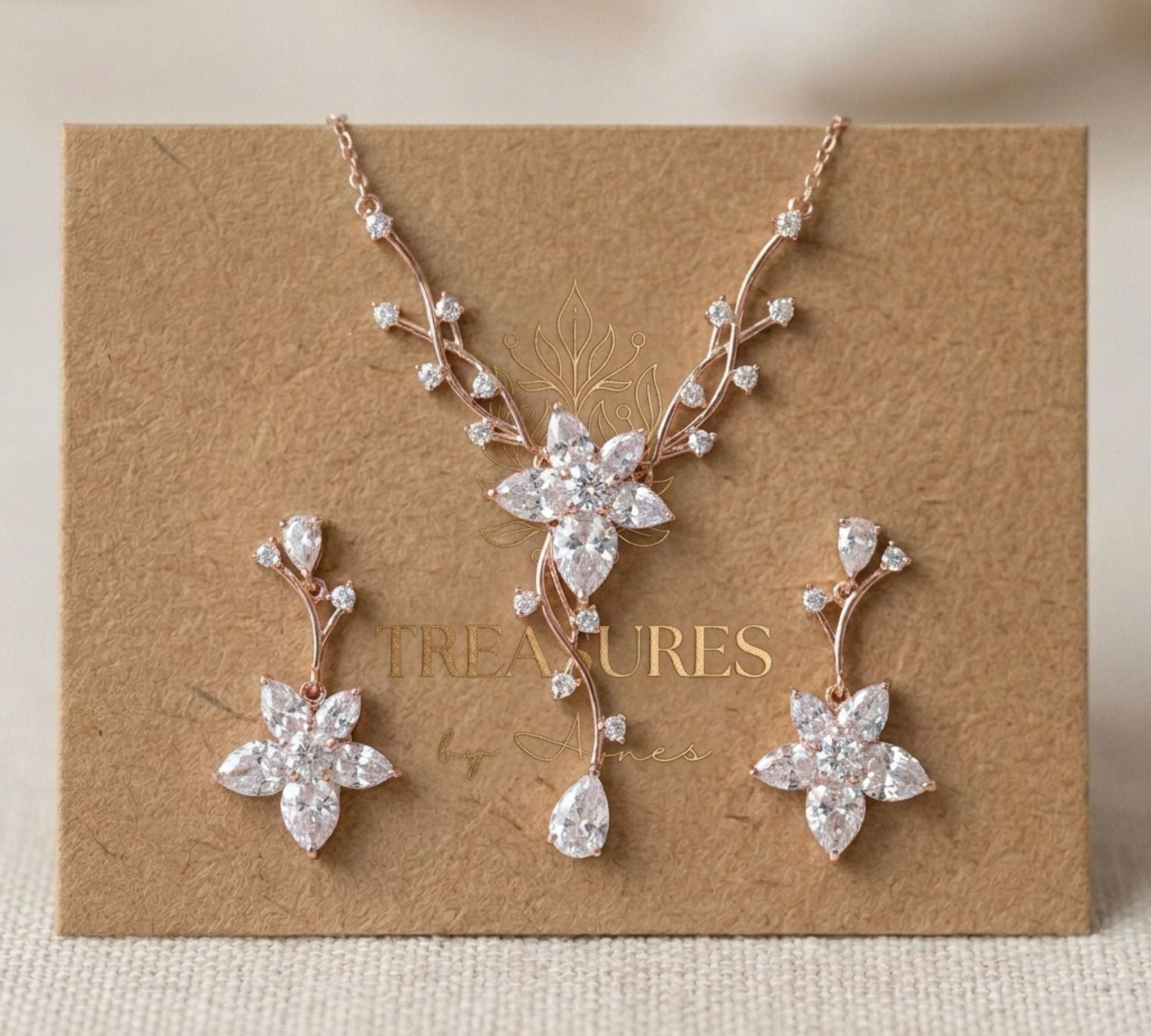 Lily Rose Gold CZ Bridal Jewelry Set - Treasures by Agnes