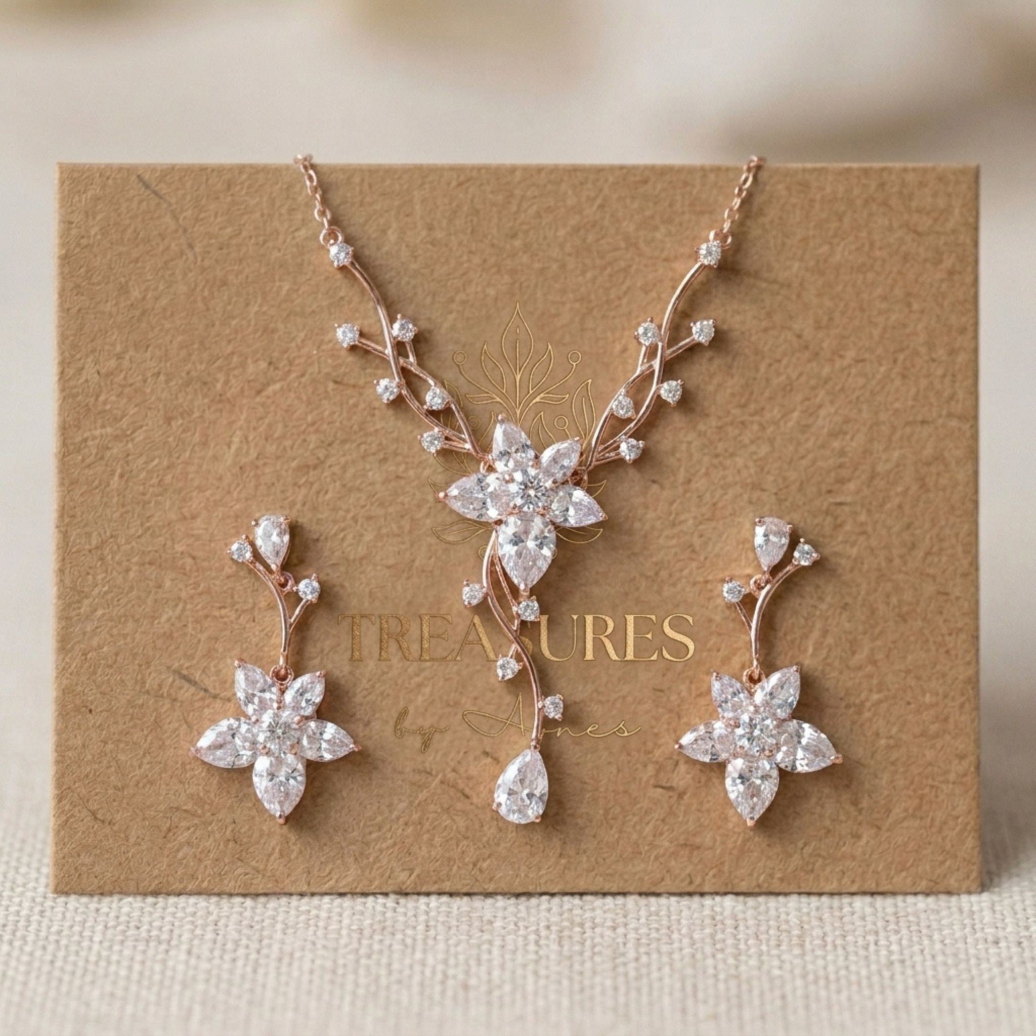 Lily Rose Gold CZ Bridal Jewelry Set - Treasures by Agnes