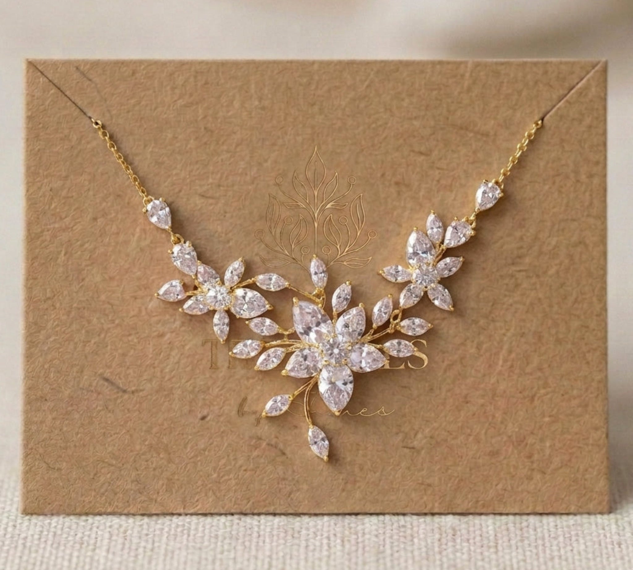 Lily Rose Gold CZ Bridal Necklace - Treasures by Agnes
