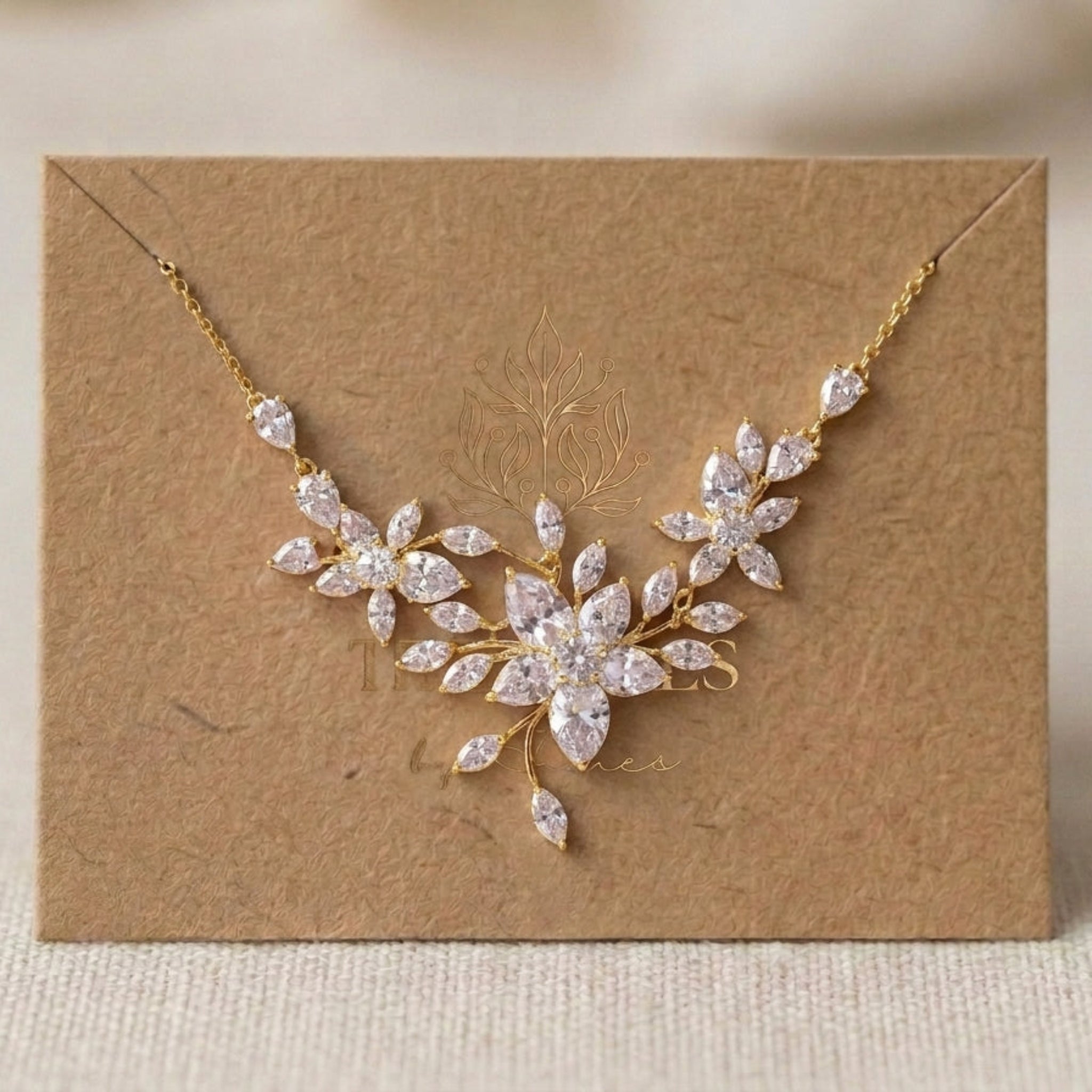 Lily Rose Gold CZ Bridal Necklace - Treasures by Agnes