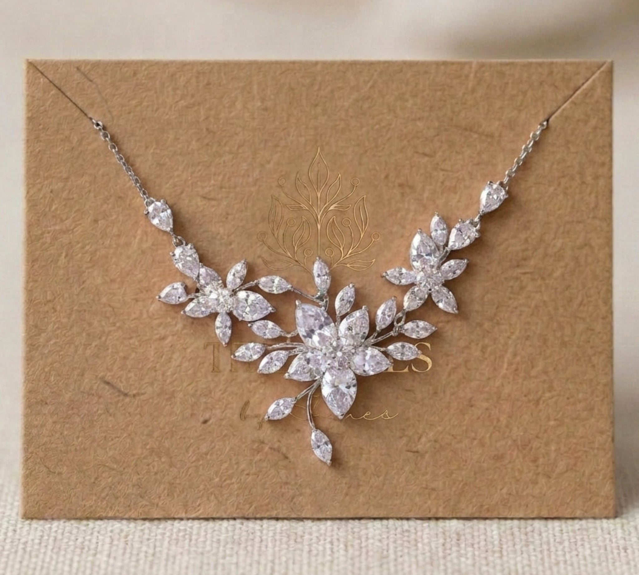 Lily Rose Gold CZ Bridal Necklace - Treasures by Agnes