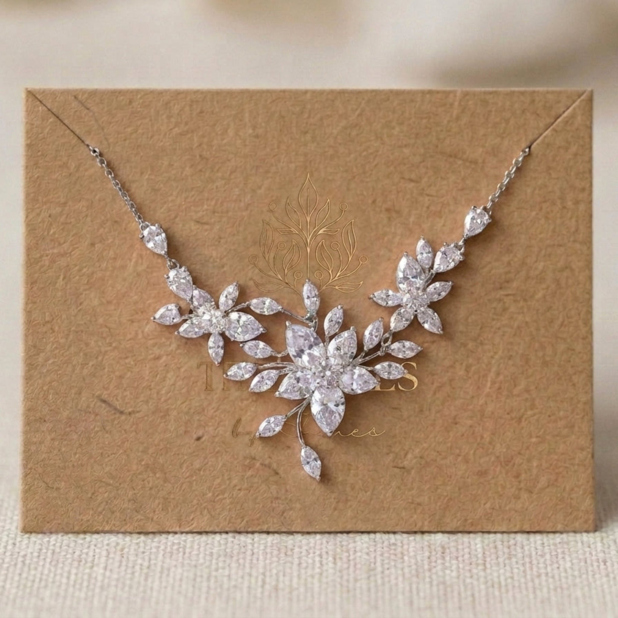 Lily Rose Gold CZ Bridal Necklace - Treasures by Agnes