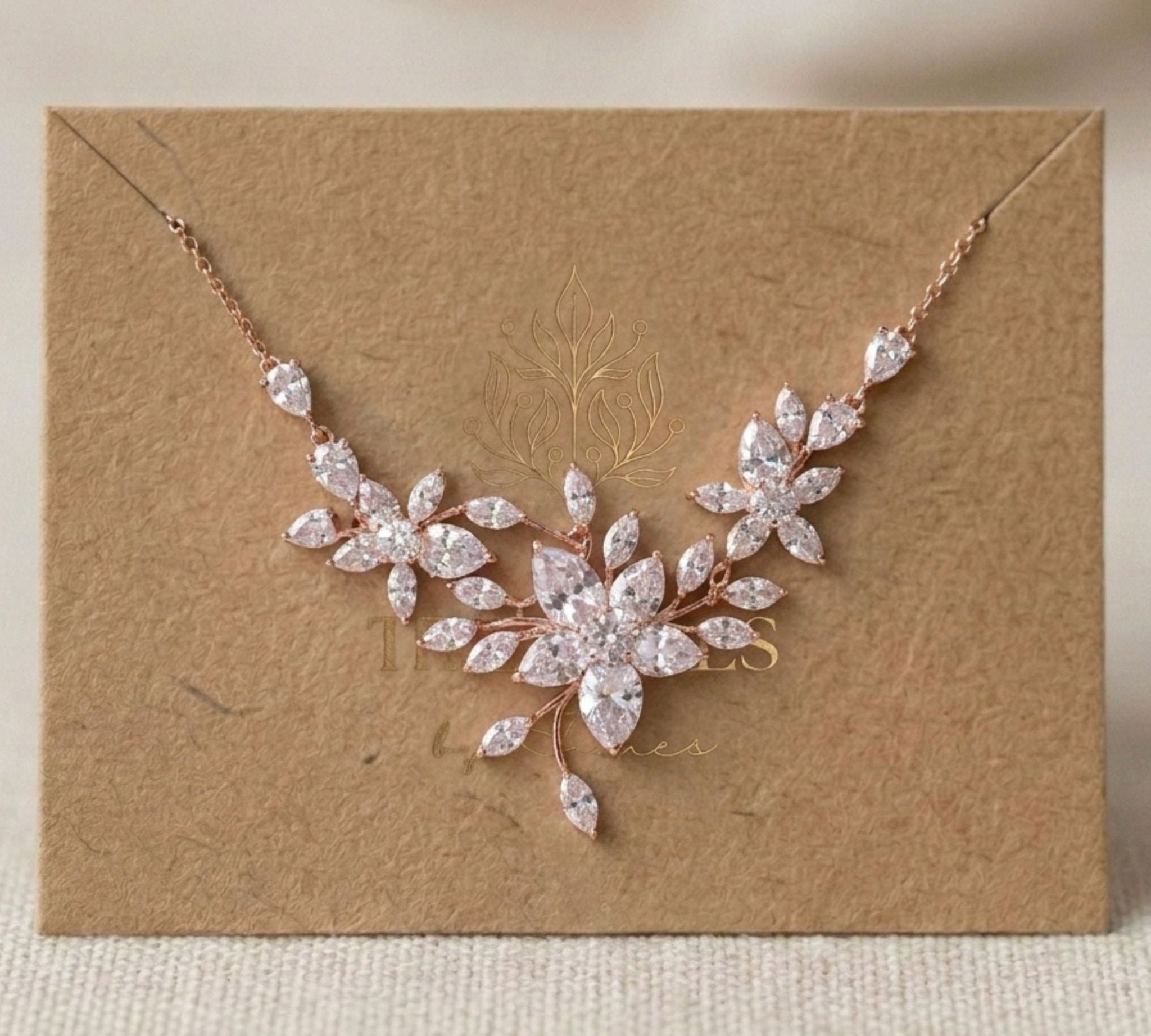 Lily Rose Gold CZ Bridal Necklace - Treasures by Agnes