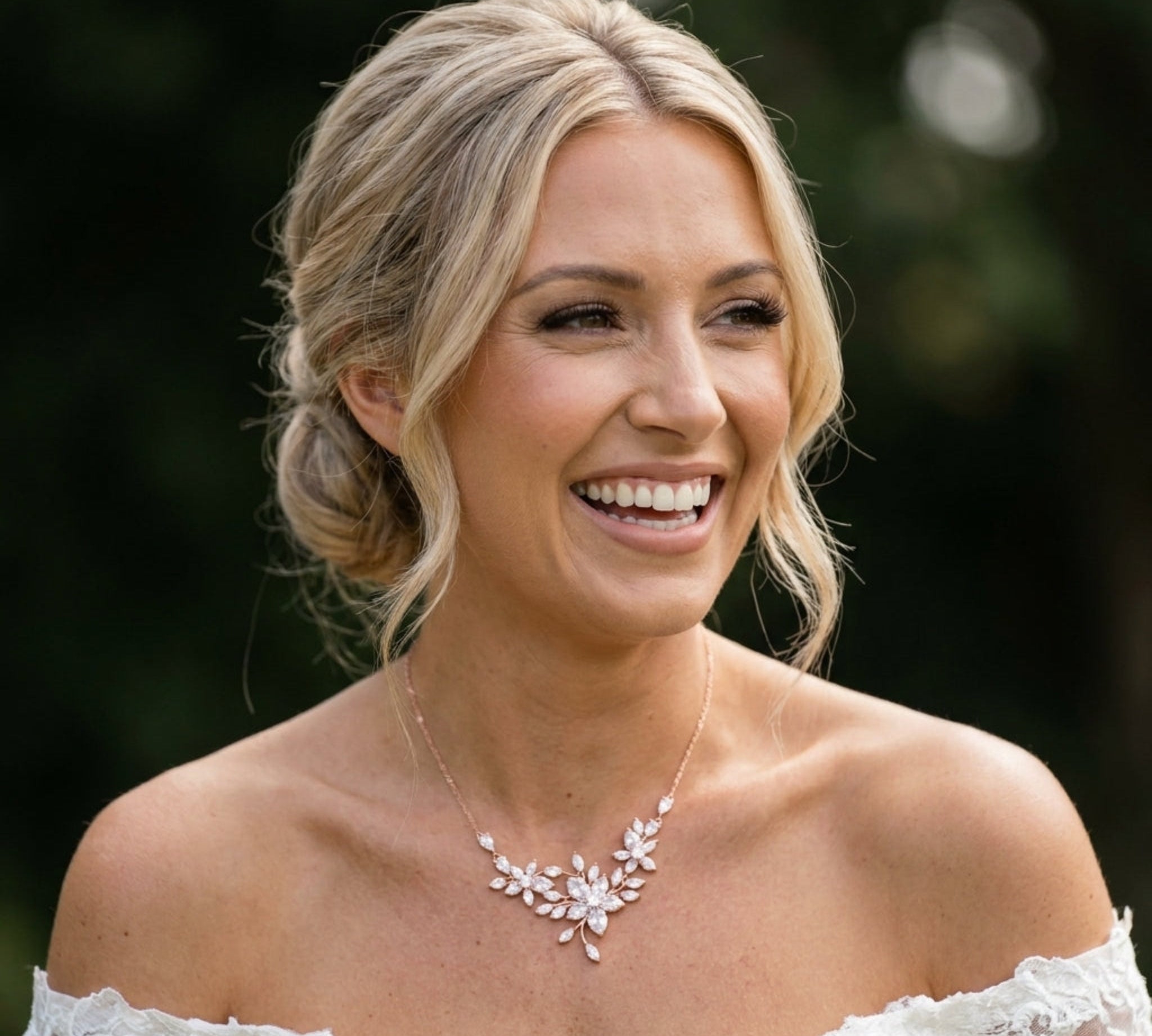 Lily Rose Gold CZ Bridal Necklace - Treasures by Agnes