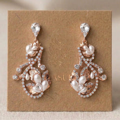 Lisa Swarovski Crystal & Pearl Bridal Earrings - Treasures by Agnes