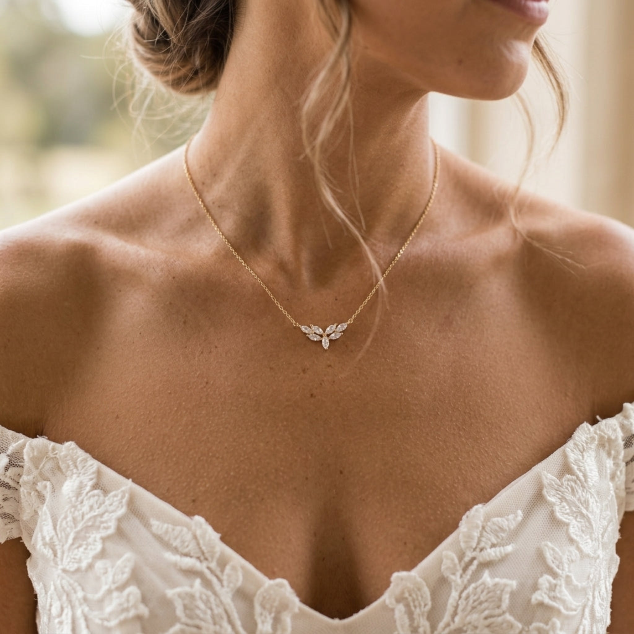 Lisette Dainty Gold Bridal Necklace - Treasures by Agnes
