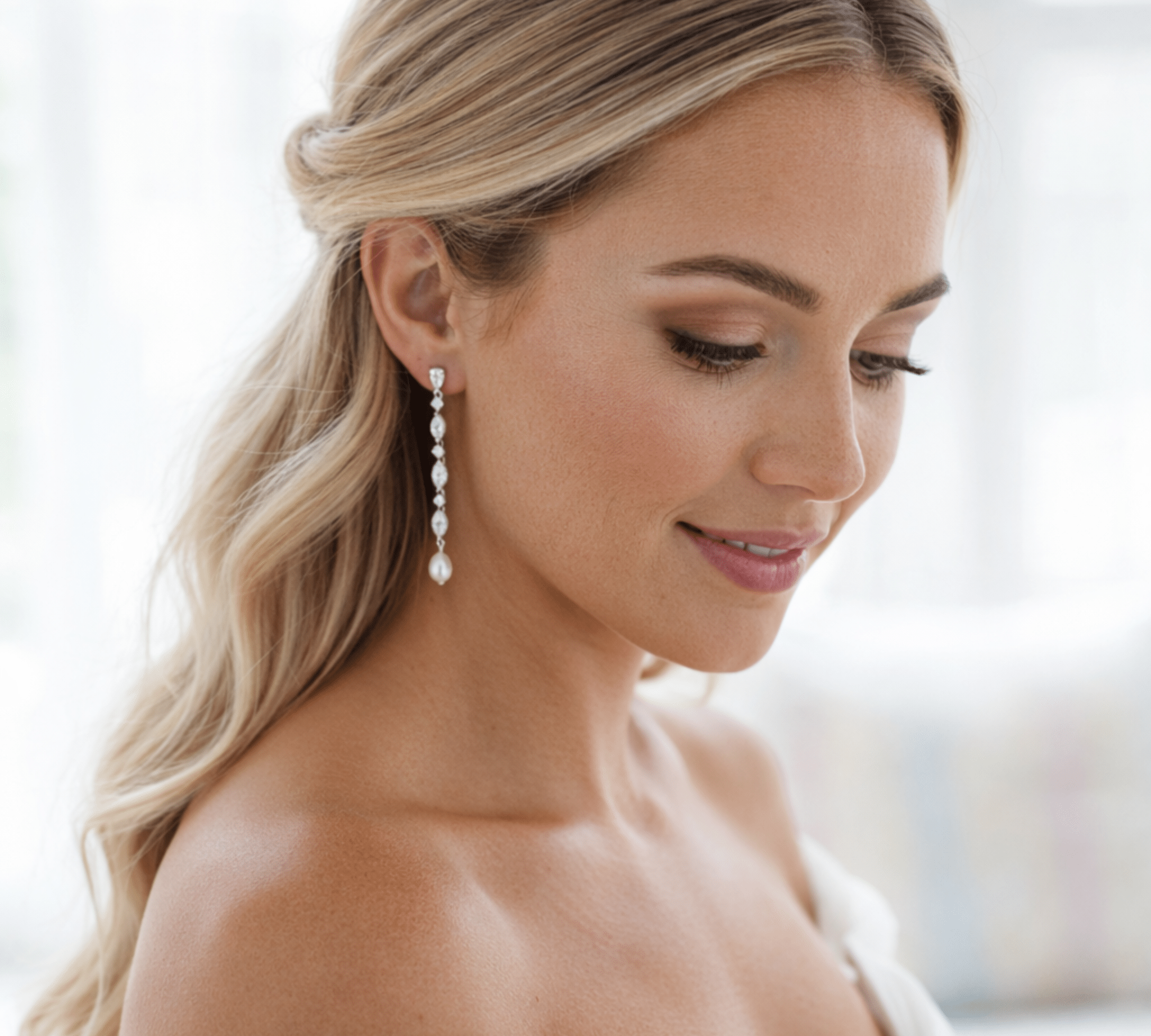 LIV Bridal Earrings with Pearl Drop - Treasures by Agnes