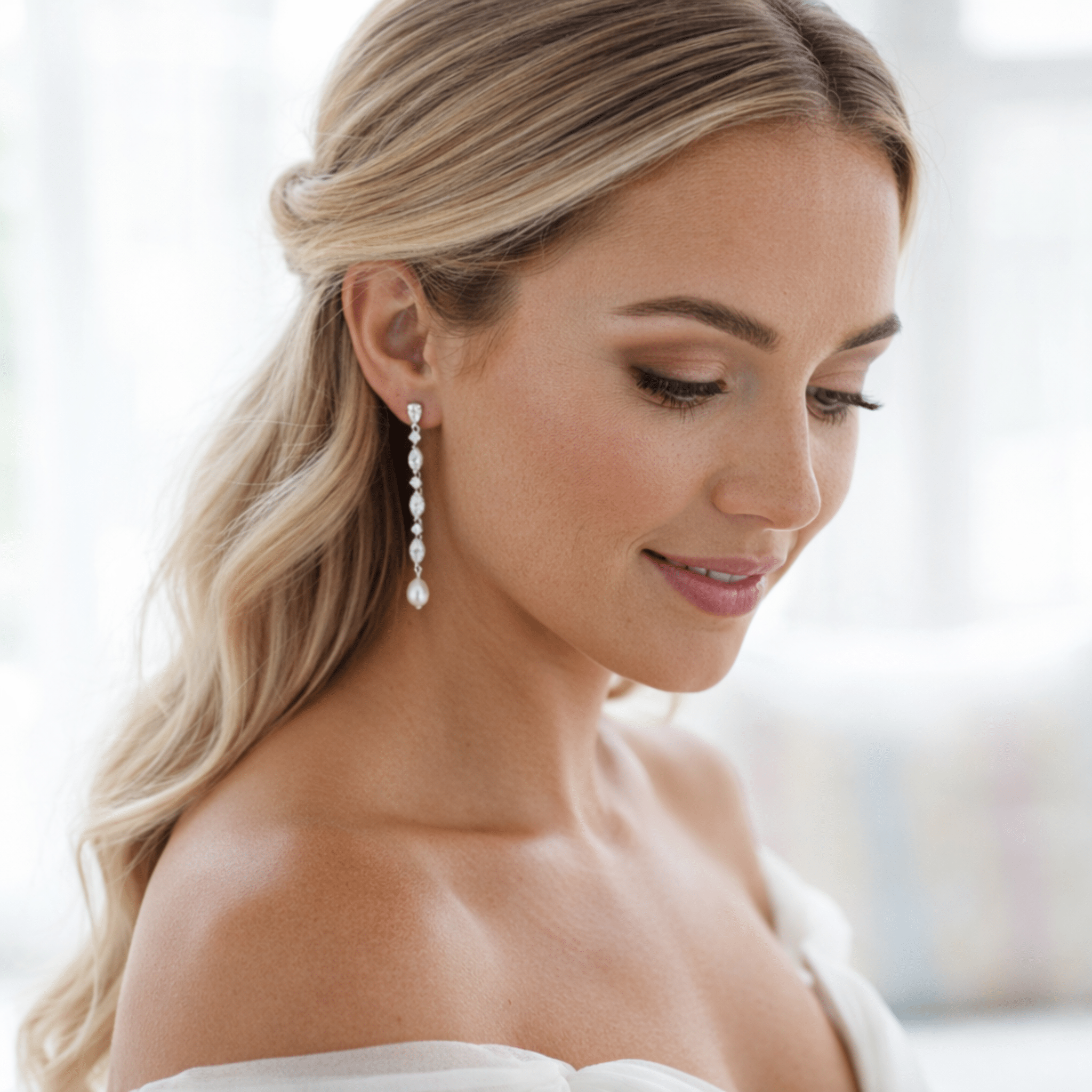 LIV Bridal Earrings with Pearl Drop - Treasures by Agnes