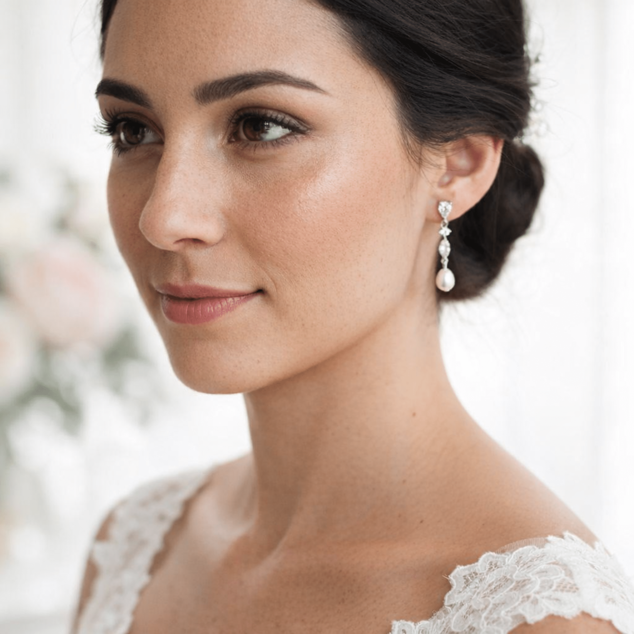 LIV Bridal Earrings with Pearl Drop - Treasures by Agnes