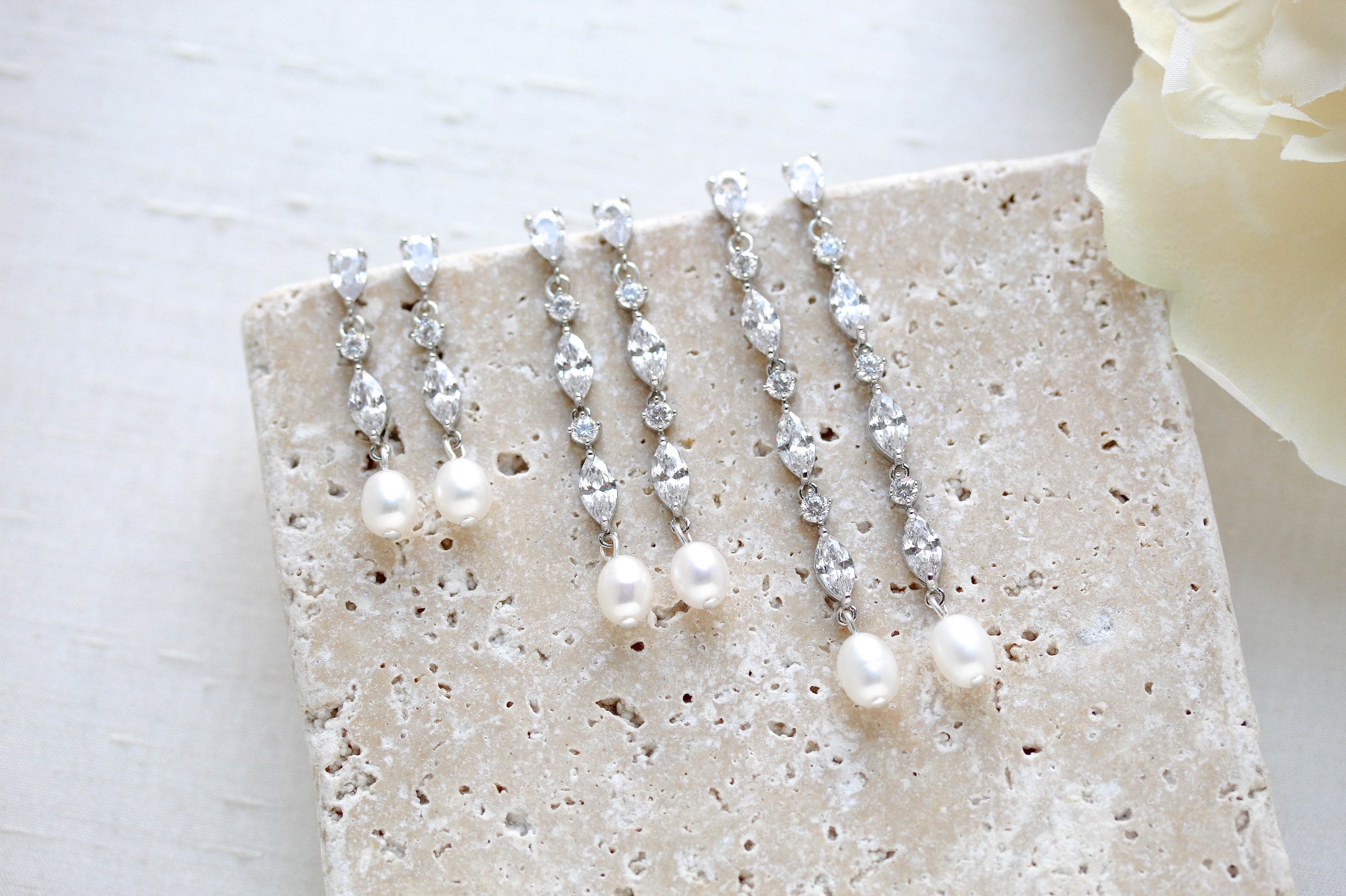 LIV Bridal Earrings with Pearl Drop - Treasures by Agnes