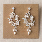 Lolita Gold Floral Swarovski Crystal & Pearl Bridal Earrings - Treasures by Agnes