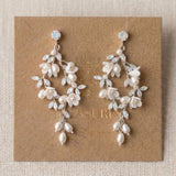 Lolita Gold Floral Swarovski Crystal & Pearl Bridal Earrings - Treasures by Agnes