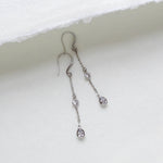 Long Dainty Rose gold CZ earrings for bride - KAYLA - Treasures by Agnes