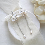 Long floral cluster bridal earrings - MEADOW - Treasures by Agnes