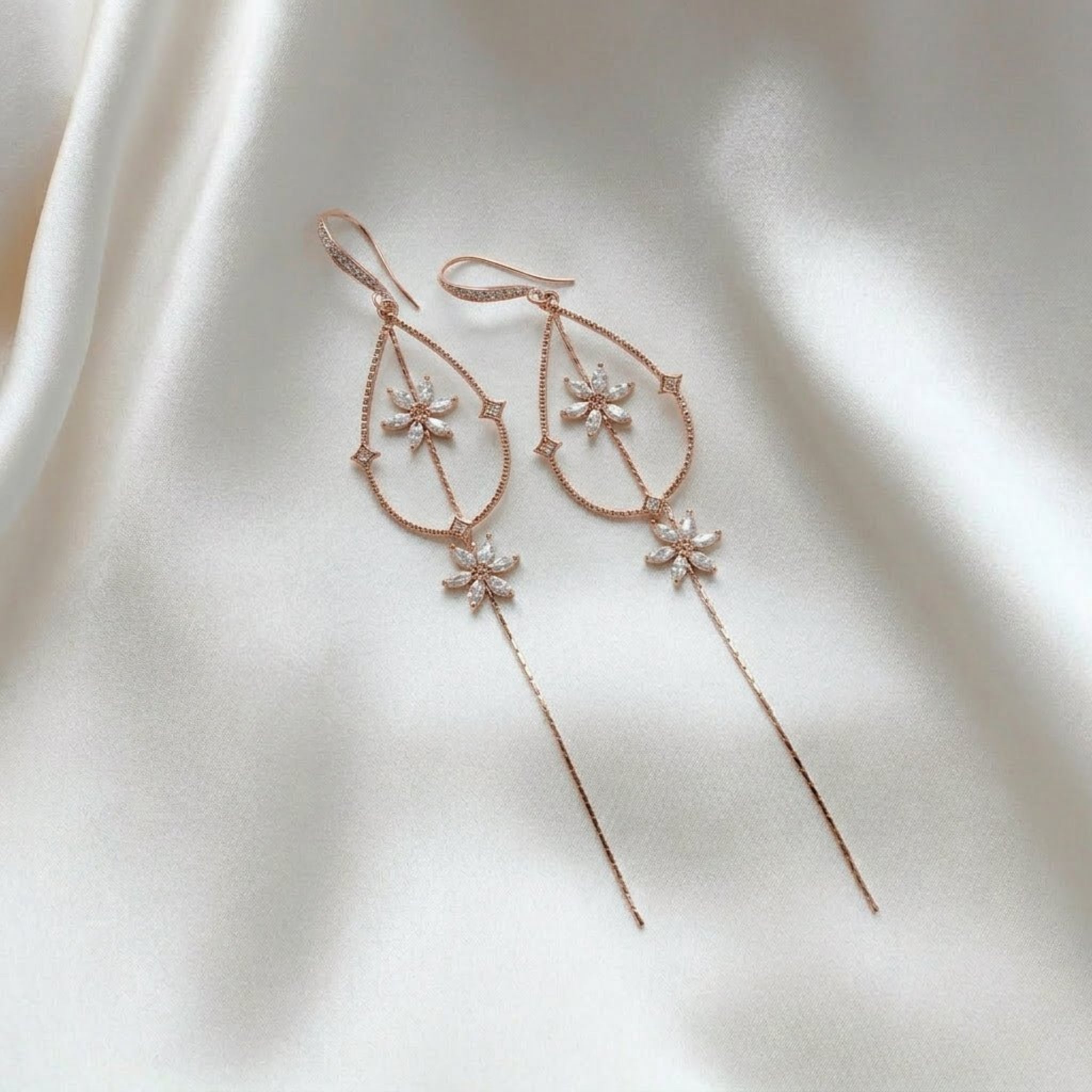 Long gold minimalist statement Bridal earrings - SERAPHENA - Treasures by Agnes