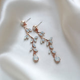 Long Rose gold crystal Bridal earrings - JOY - Treasures by Agnes