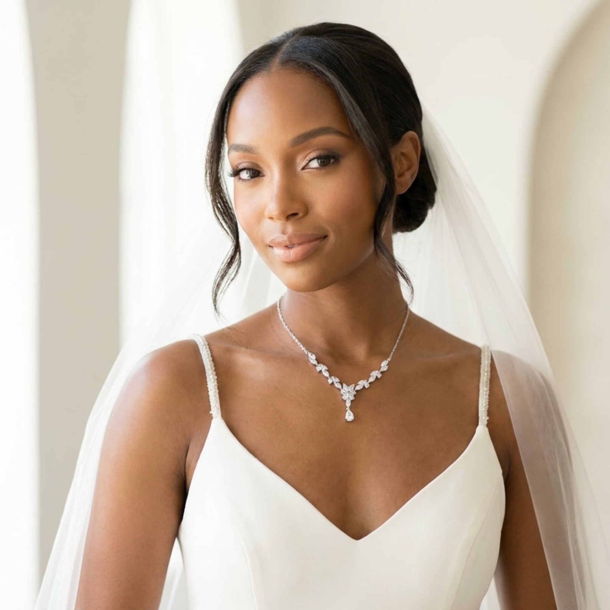 Magnolia Rose Gold CZ Bridal Necklace - Treasures by Agnes